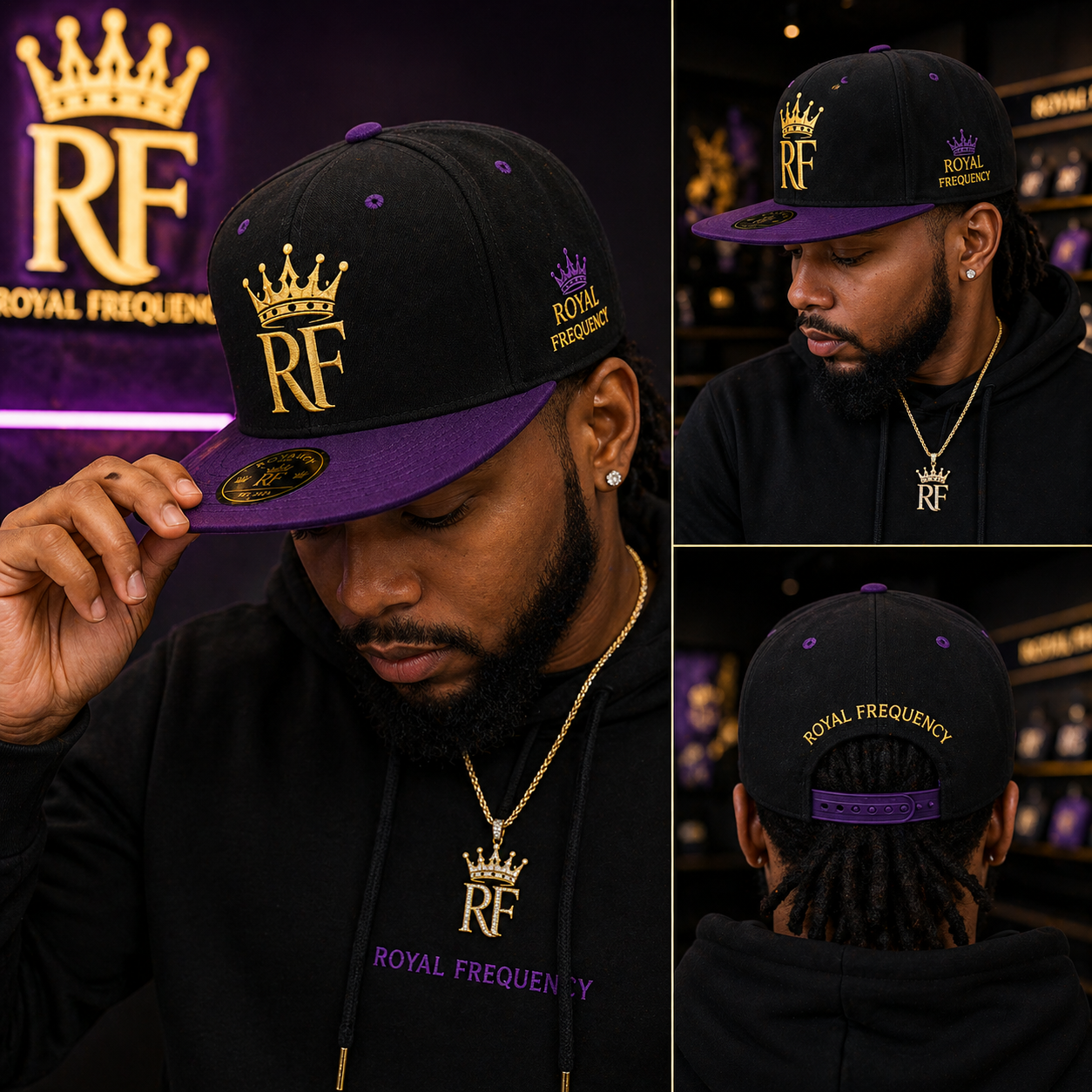 Royal Frequency Signature Snapback – Black / Gold / Plum